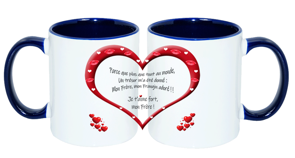 mug;bicolore;bleu-marine;ceramique;coeur;famille;amour;phrase;mon-frere;frangin;adore;tresor
