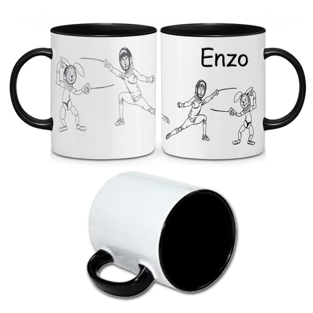 mug-noir-texticadeaux-personnalisable-personnalisation-personnalise-prenom-sport-loisir-escrime-escrimeur-fleuret-assaut-attaque-enzo