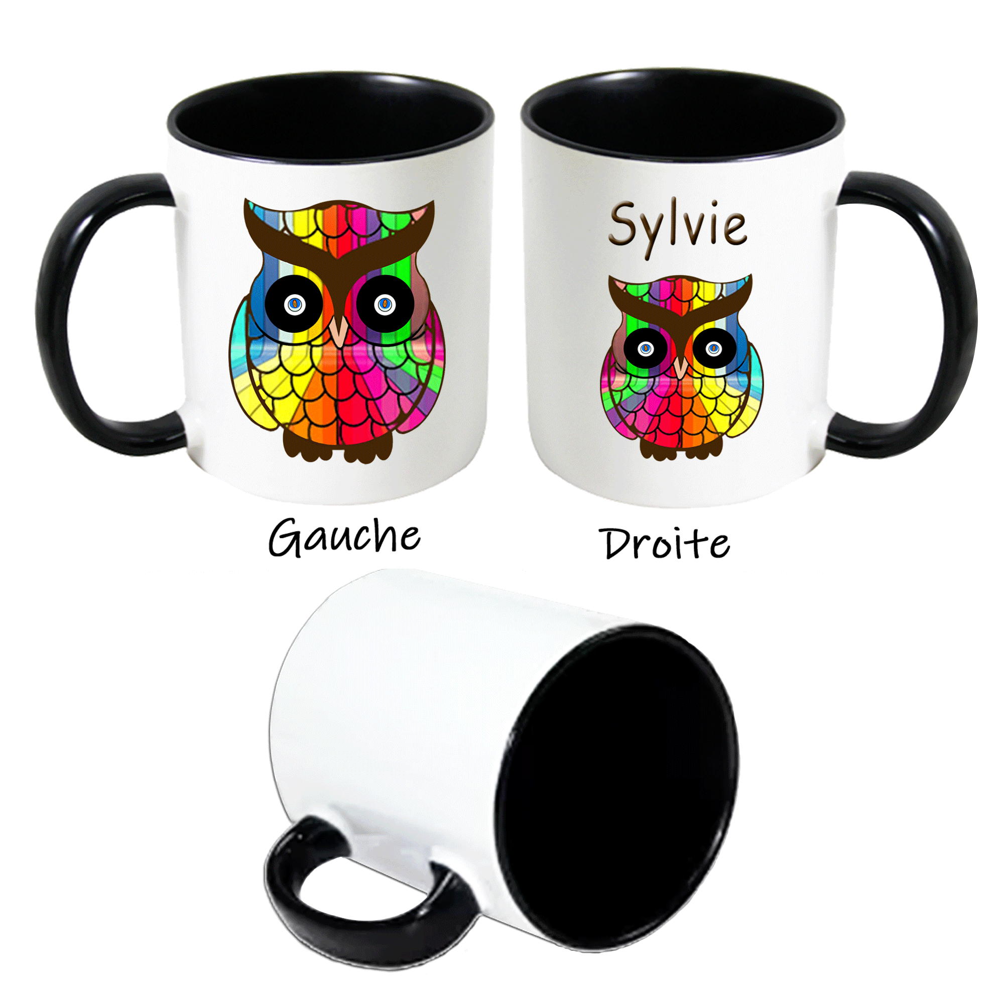 mug-chouette-prenom-personnalisable-personnalisation-personnalise-noir-ceramique-tasse-dessin-vitrail-animal-oiseau-rapace-nocturne-sylvie