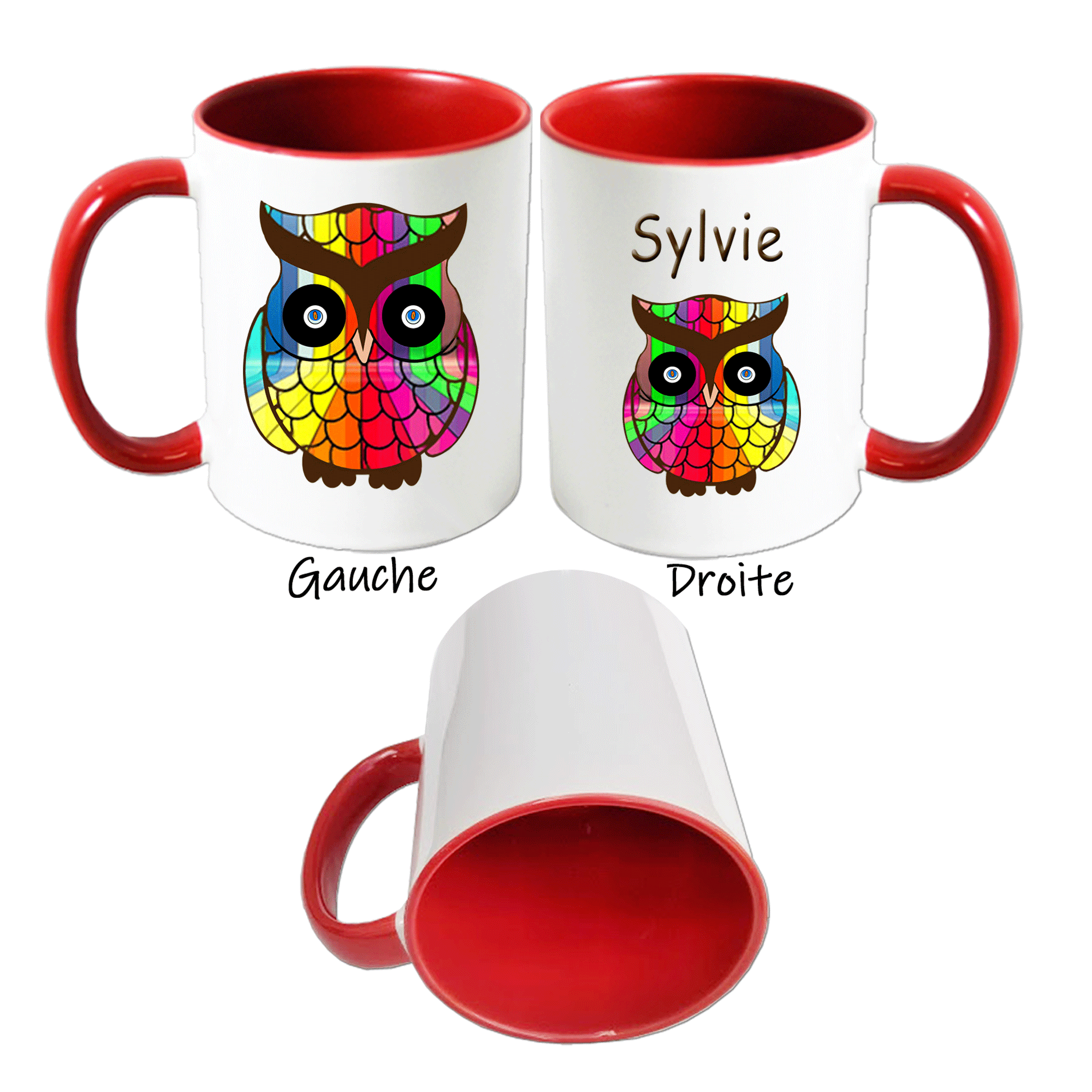 mug-chouette-prenom-personnalisable-personnalisation-personnalise-rouge-ceramique-tasse-dessin-vitrail-animal-oiseau-rapace-nocturne-sylvie