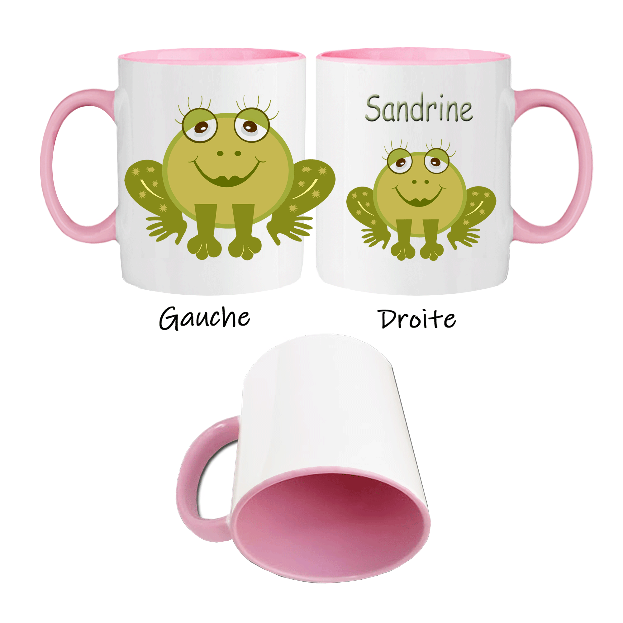 mug-grenouille-prenom-personnalisable-personnalisation-personnalise-rose-ceramique-tasse-etang-mare-nenuphar-animal-anoure-batracien-sandrine