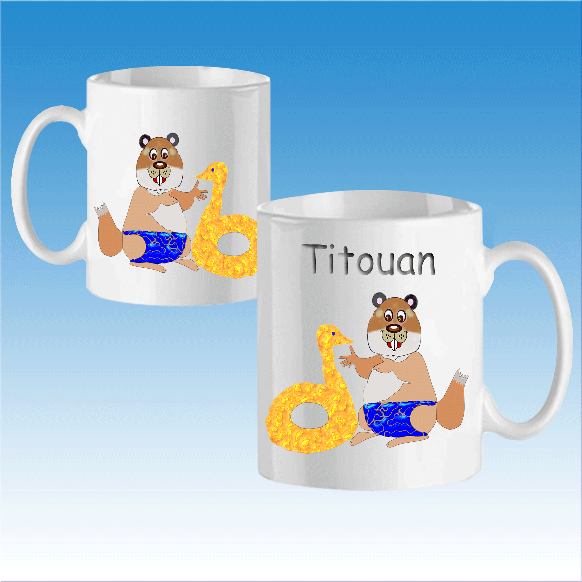 Mug marmotte bouée avec un prénom exemple Titouan