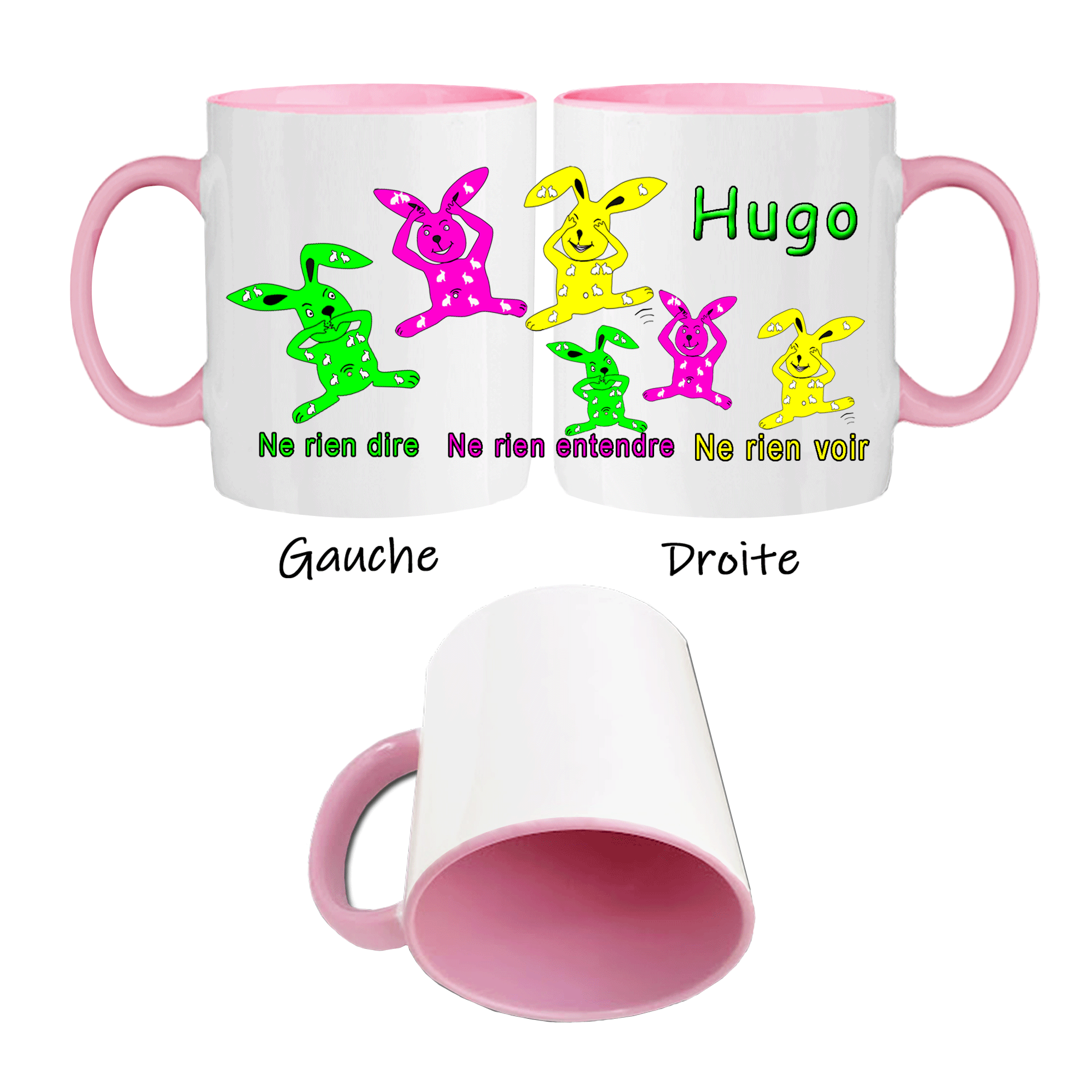 mug-lapin-trois-prenom-personnalisable-personnalisation-personnalise-rose-ceramique-symbolique-adage-proverbe-entendre-voir-dire-symbole-animal--rongeur-mammifere-hugo