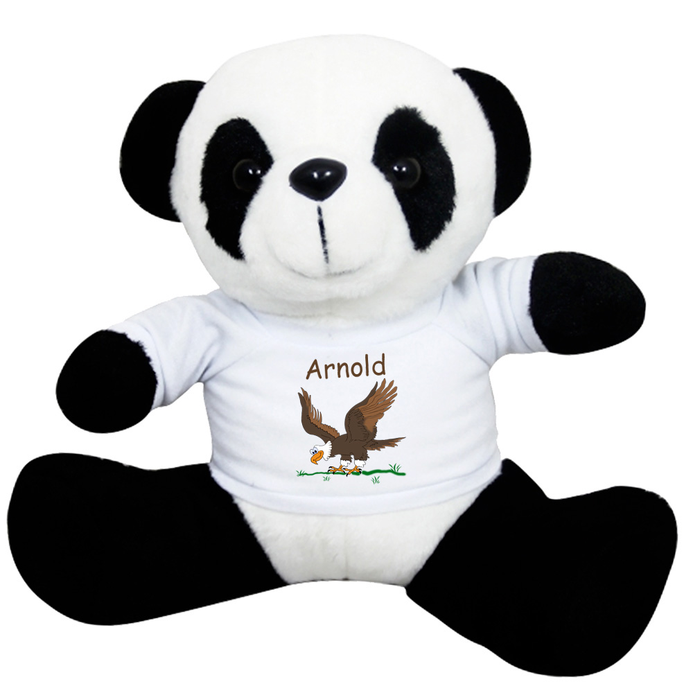 Peluche Panda avec un Tee shirt Aigle avec un Prénom Exemple Arnold