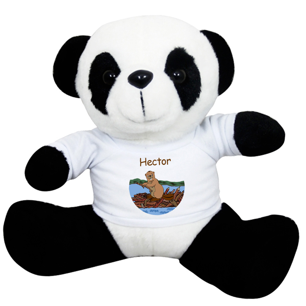 Peluche Panda avec un Tee shirt Castor avec un Prénom Exemple Hector
