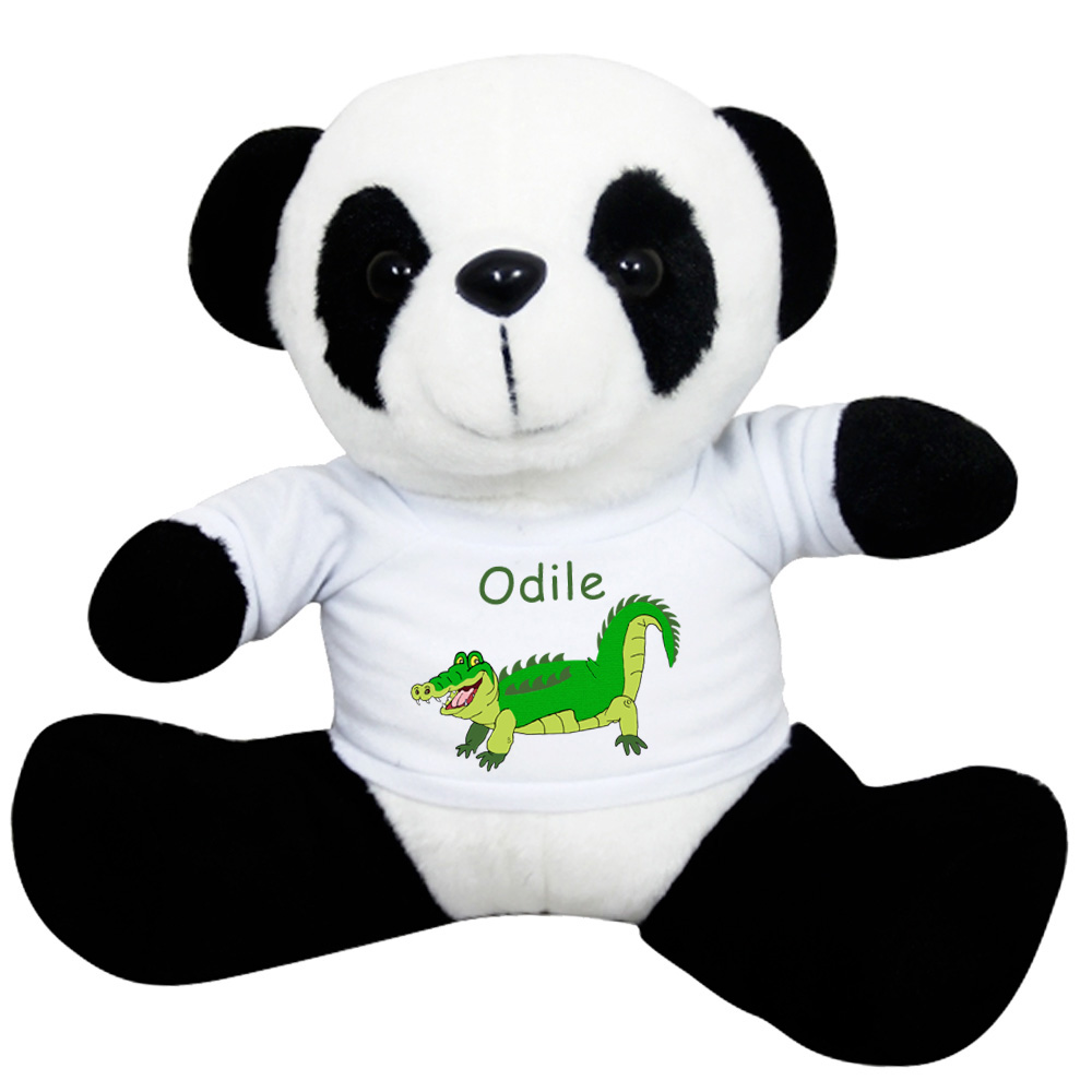 Peluche Panda avec un Tee shirt crocodile Prénom Exemple Odile
