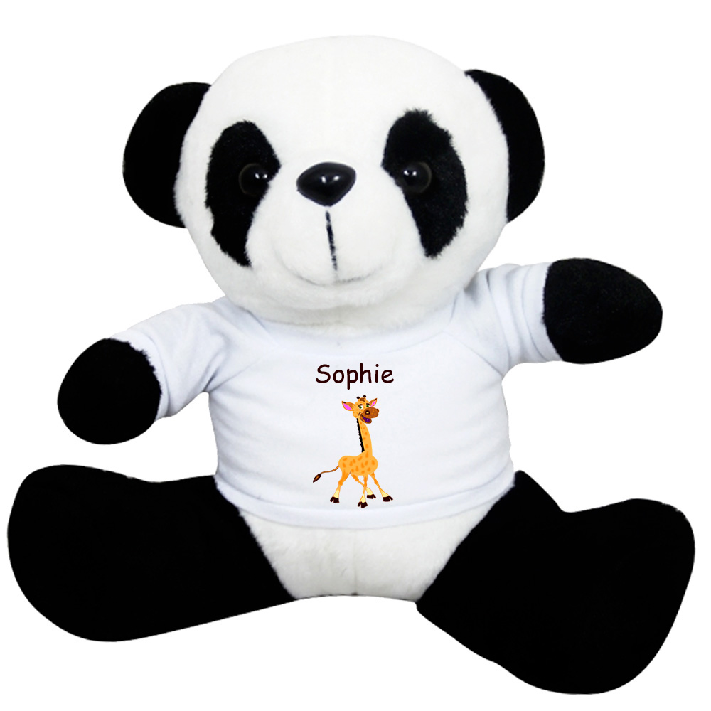 Peluche Panda avec un Tee shirt Girafe Prénom Exemple Sophie
