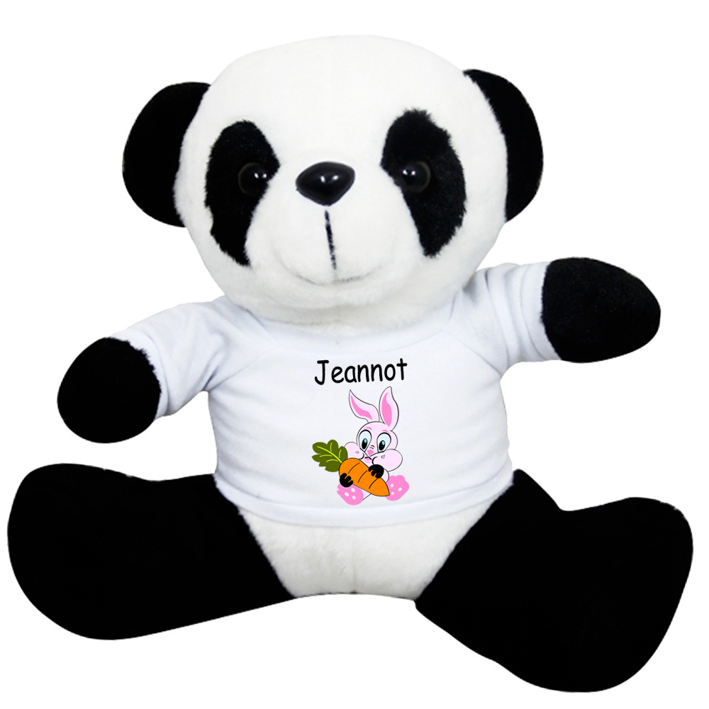 Peluche Panda avec un Tee shirt Lapin Prénom Exemple Jeannot
