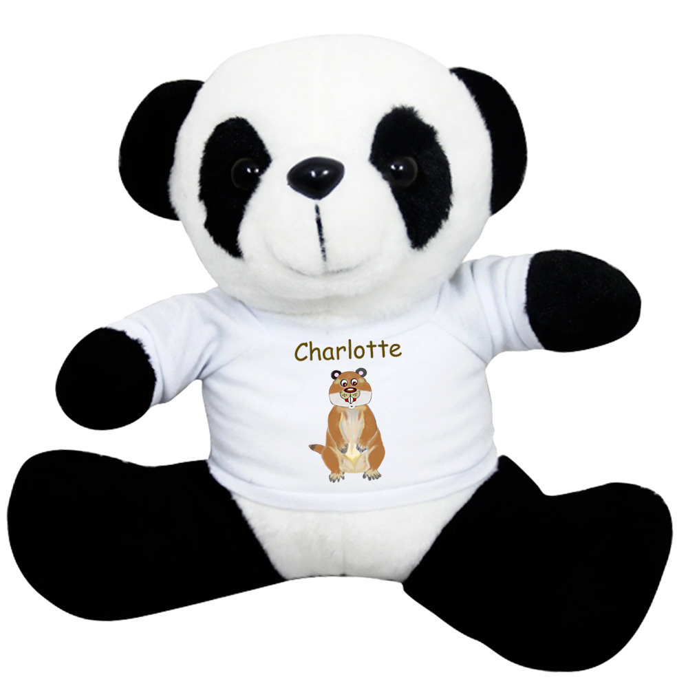 Peluche Panda avec un Tee shirt Marmotte Prénom Exemple Charlotte