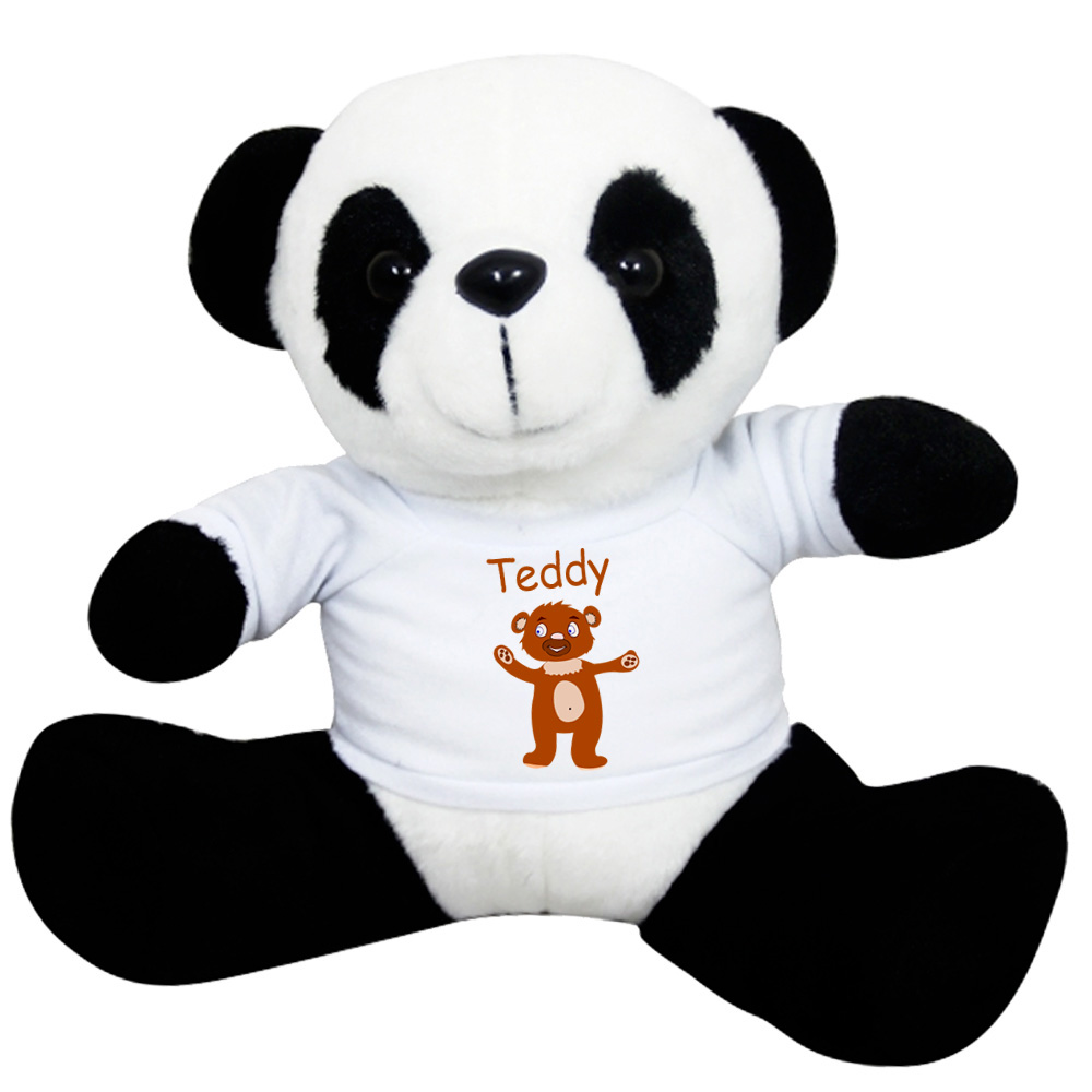 Peluche Panda avec un Tee shirt Ours Prénom Exemple Teddy