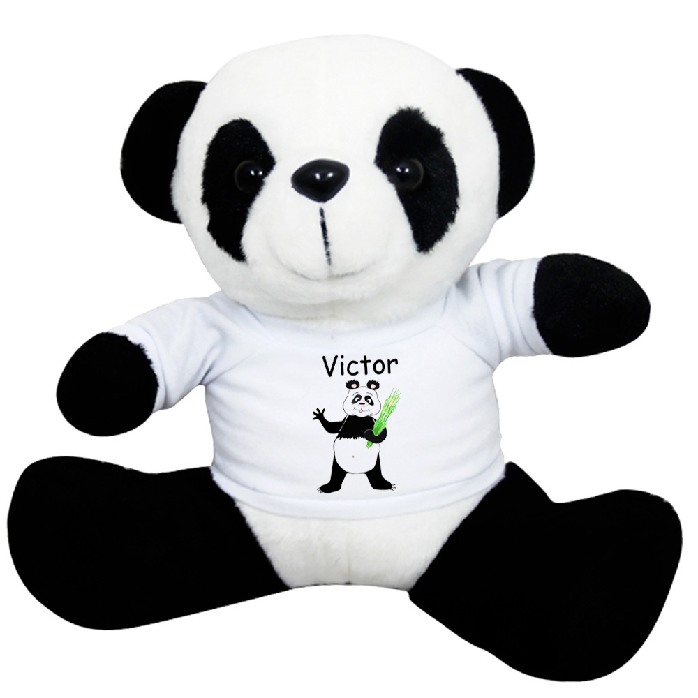 Peluche Panda avec un Tee shirt Panda Prénom Exemple Victor