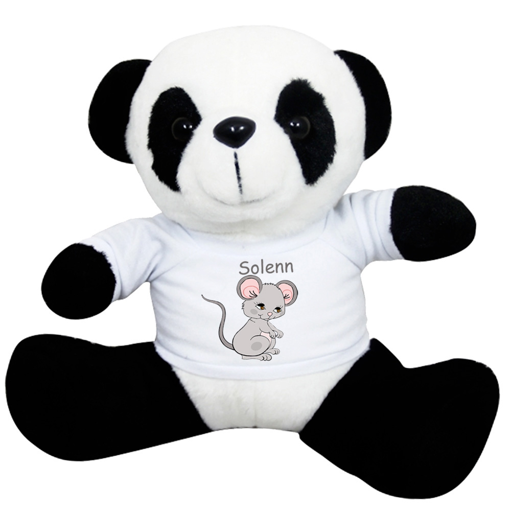 Peluche Panda avec un Tee shirt Souris Prénom Exemple Solenn