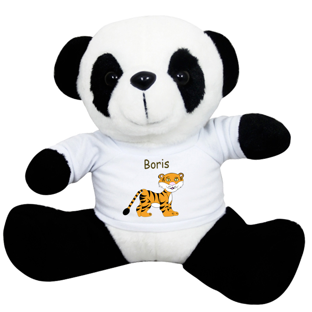 Peluche Panda avec un Tee shirt Tigre Prénom Exemple Boris