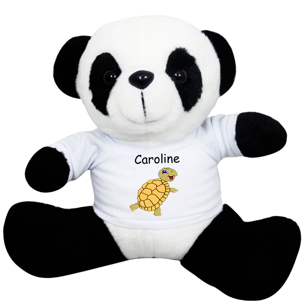 Peluche Panda avec un Tee shirt Tortue Prénom Exemple Caroline