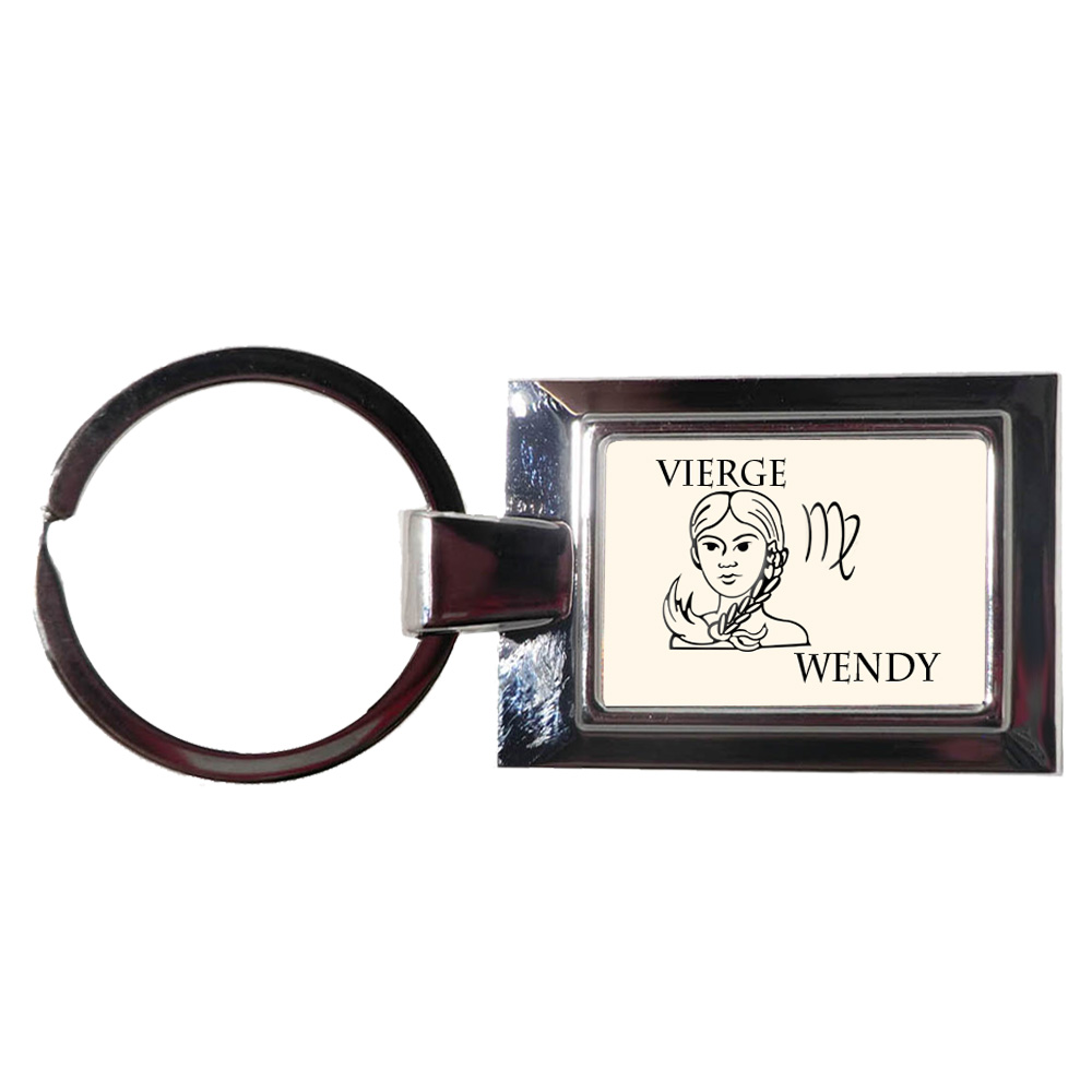 Porte Clés Zodiaque Vierge personnalisé avec un prénom exemple Wendy