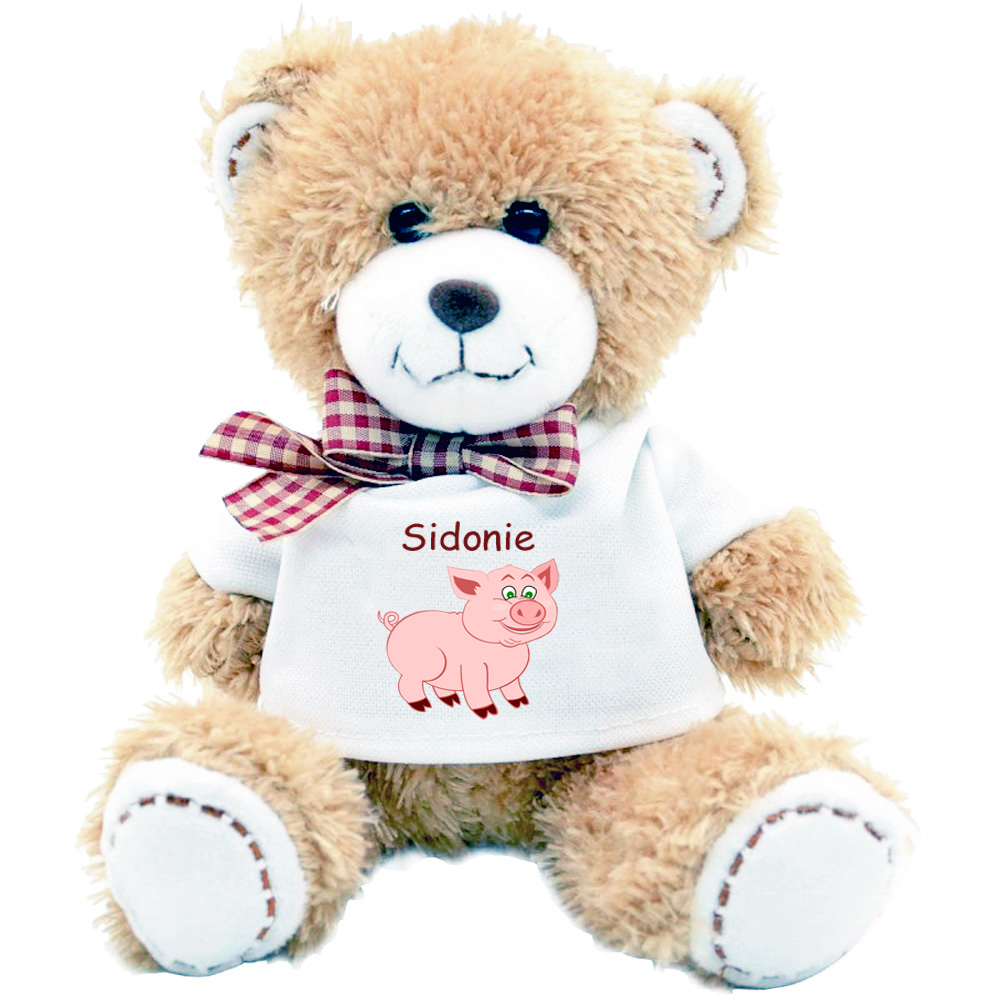 Peluche Ourson Tshirt cochon à personnaliser