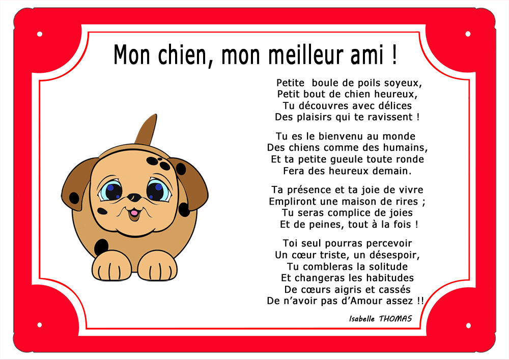 plaque-tour-rouge-chien-ami-animal-compagnon-personnaliser-prenom-texte-poeme-texticadeaux