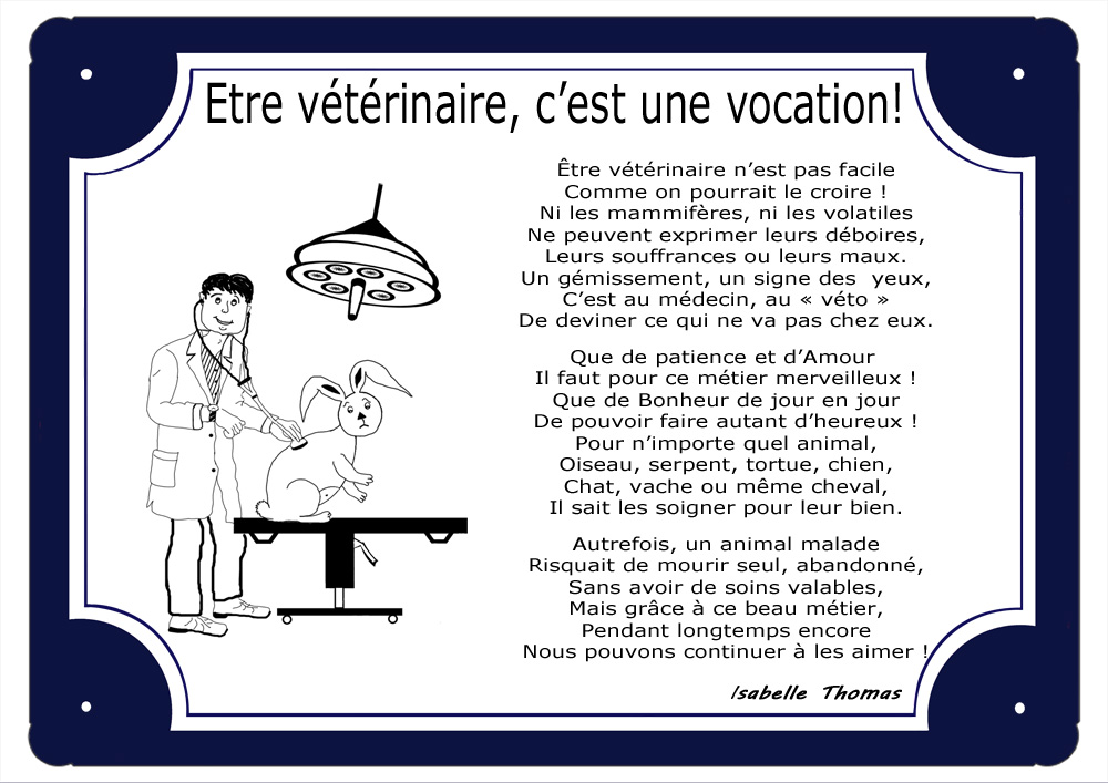 plaque-tour-bleu-metier-vocation-veterinaire-soigneur-animal-poeme-texticadeaux-personnaliser-isabellethomas