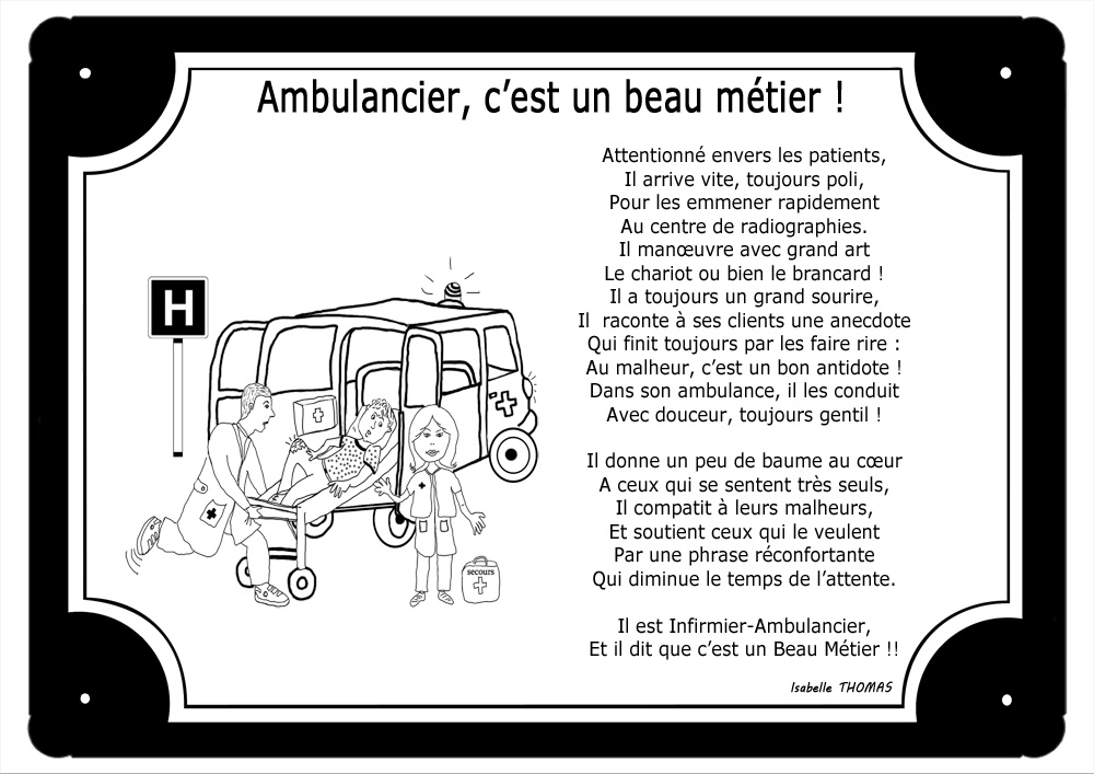 Cadre métal ambulancier H F à personnaliser