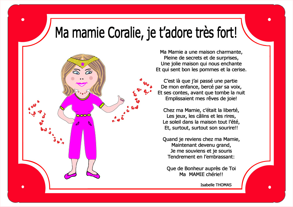 Cadre métal Mamie Coralie à personnaliser