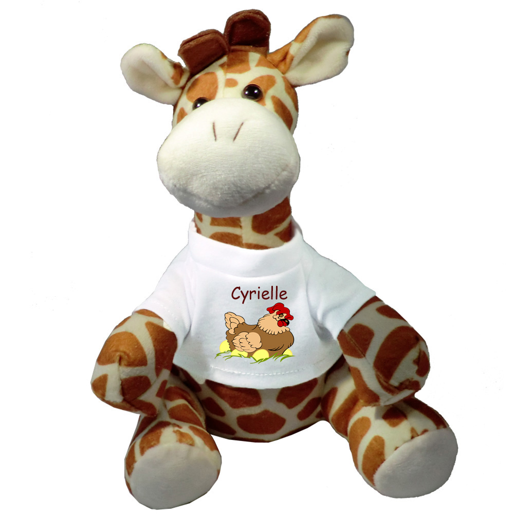 Peluche Girafe Tshirt Poule à personnaliser