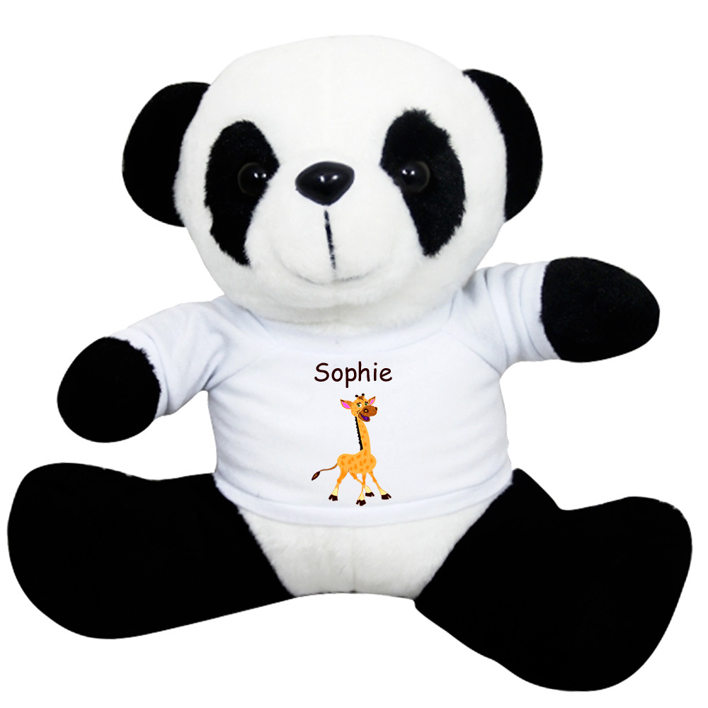 Peluche Panda avec un Tee shirt Girafe à personnaliser