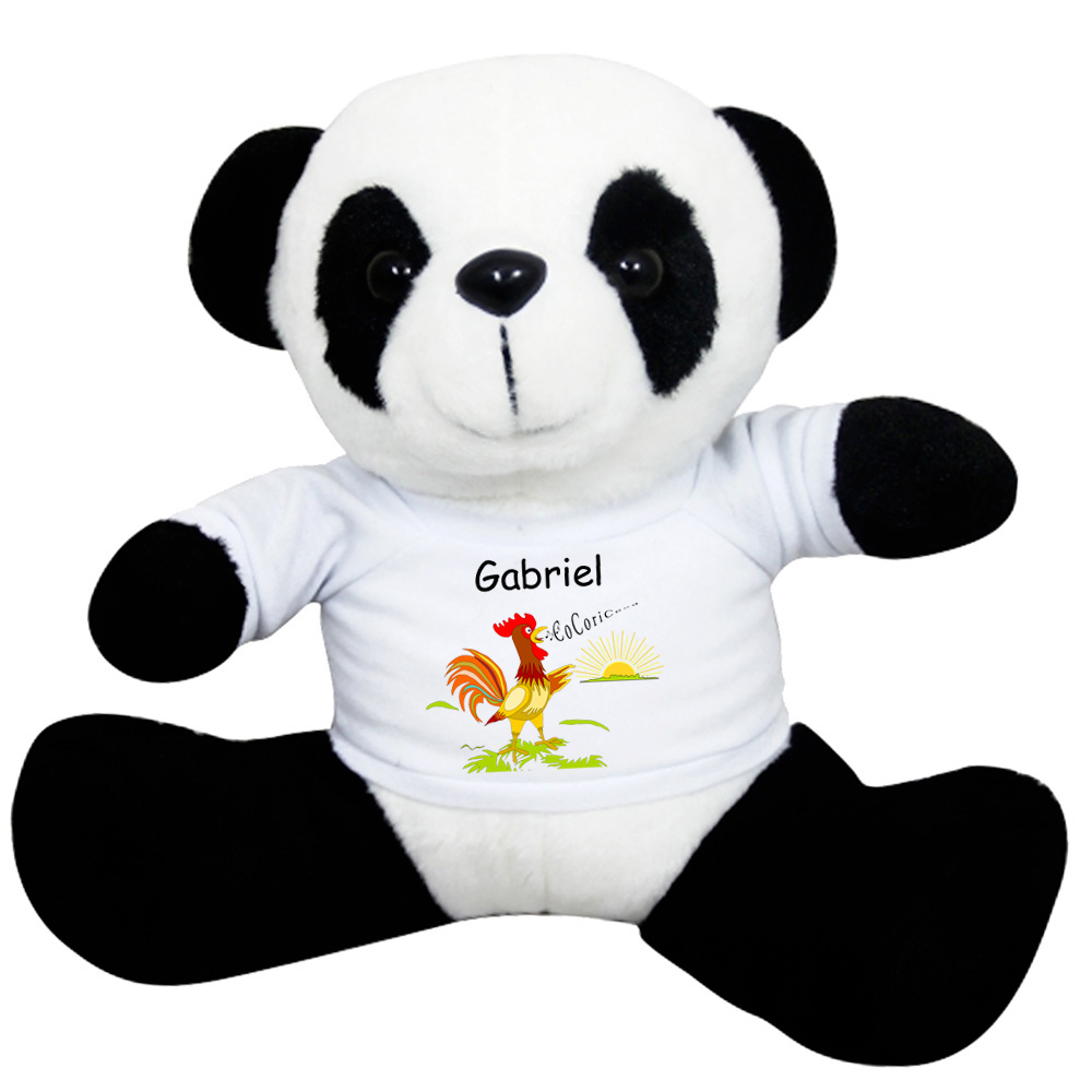 Peluche Panda avec un Tshirt Coq à personnaliser