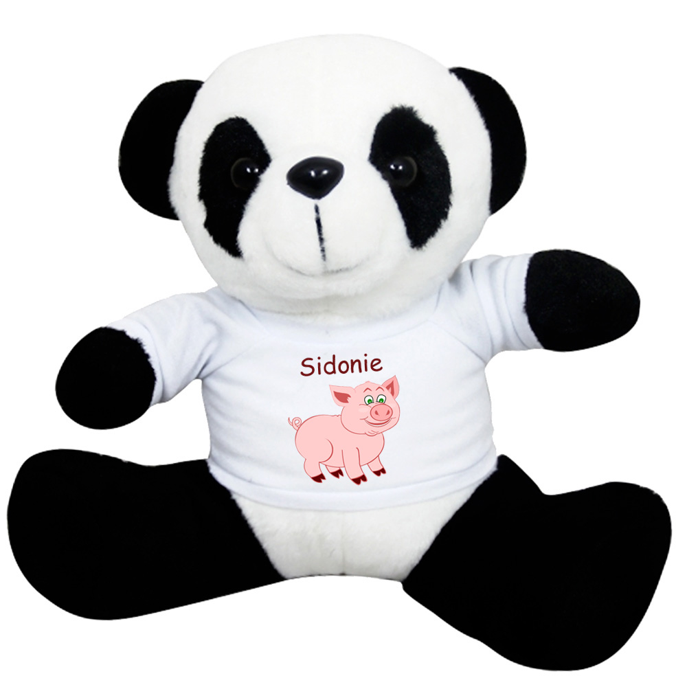Peluche Panda avec un Tee shirt cochon à personnaliser