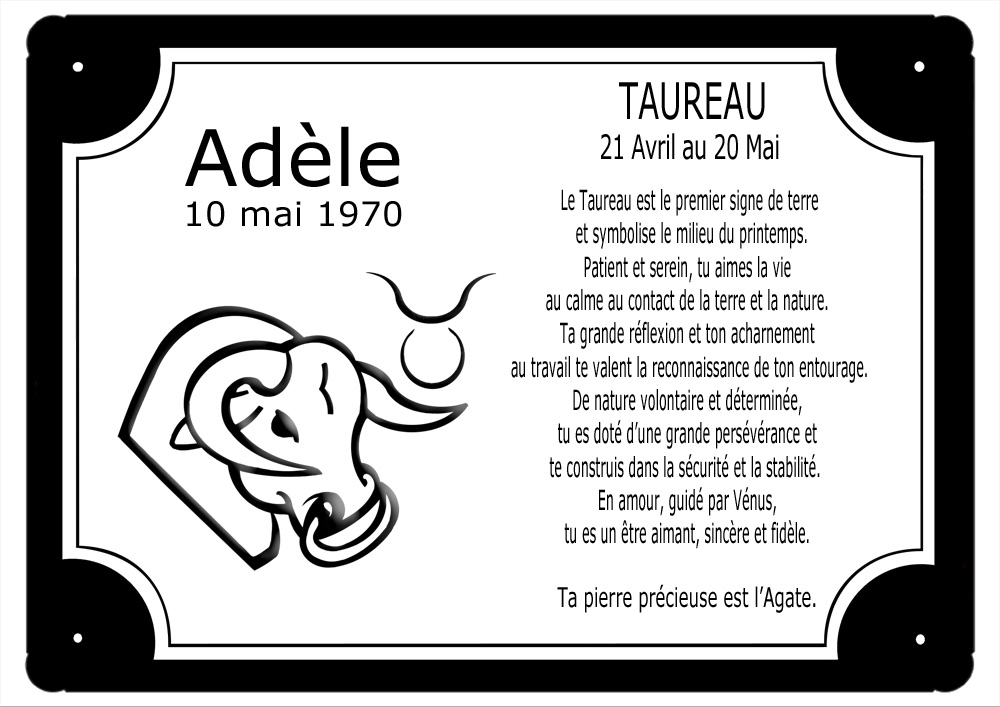Cadre signe zodiaque Taureau personnalisé