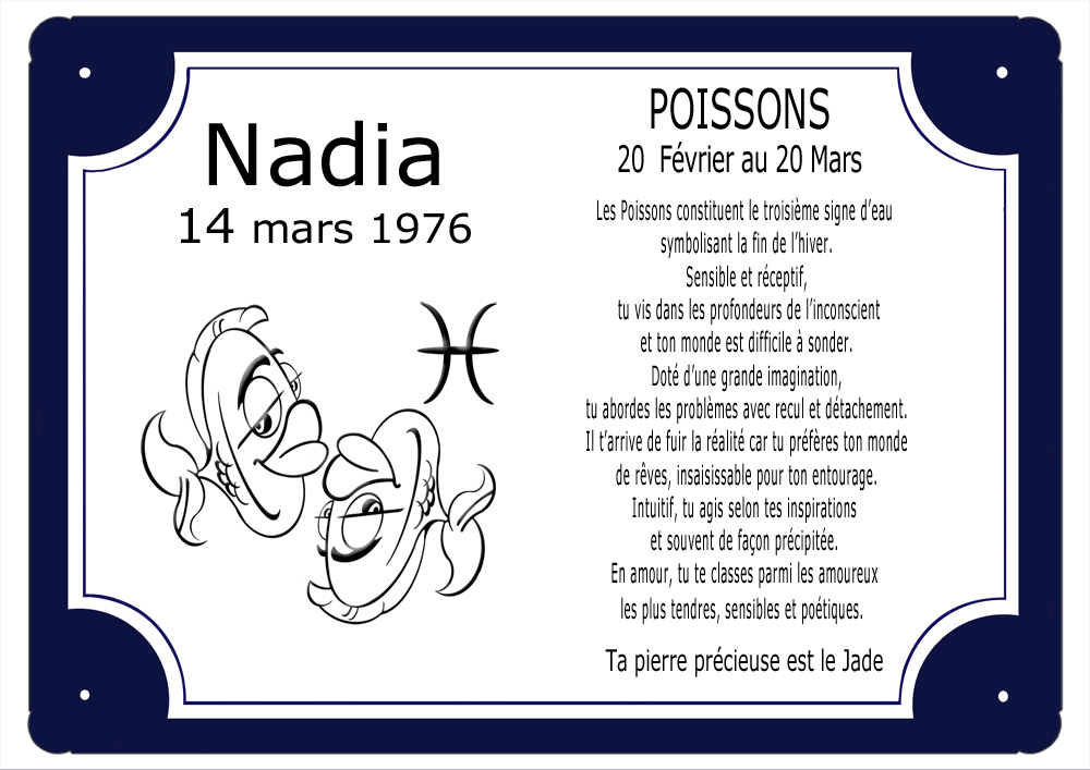 Cadre signe zodiaque Poissons personnalisé