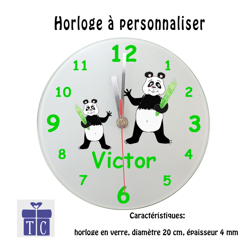 Horloge panda à personnaliser