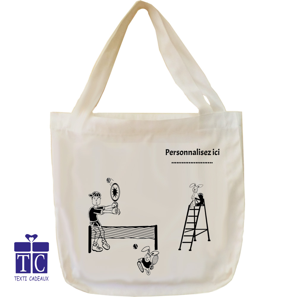 Sac Fourre tout Tote bag pour un Tennisman à personnaliser