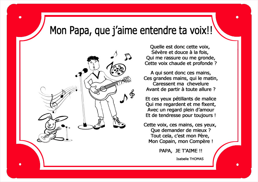 plaque-tour-rouge-papa-jaime-ta-voix-poeme-guitare-personnalisation-personnalise-texticadeaux
