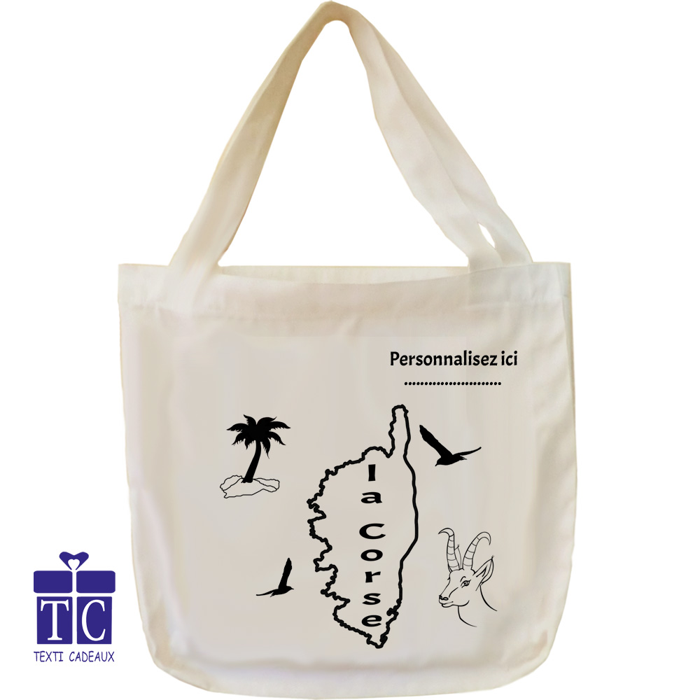 Sac Fourre tout Tote bag Île de Corse à personnaliser