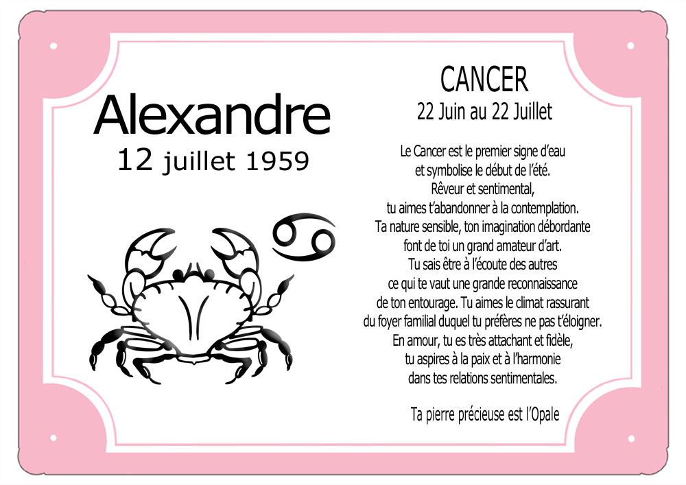 cadre-zodiaque-signe-cancer-rose-personnaliser-personnalisation-plaque-texticadeaux