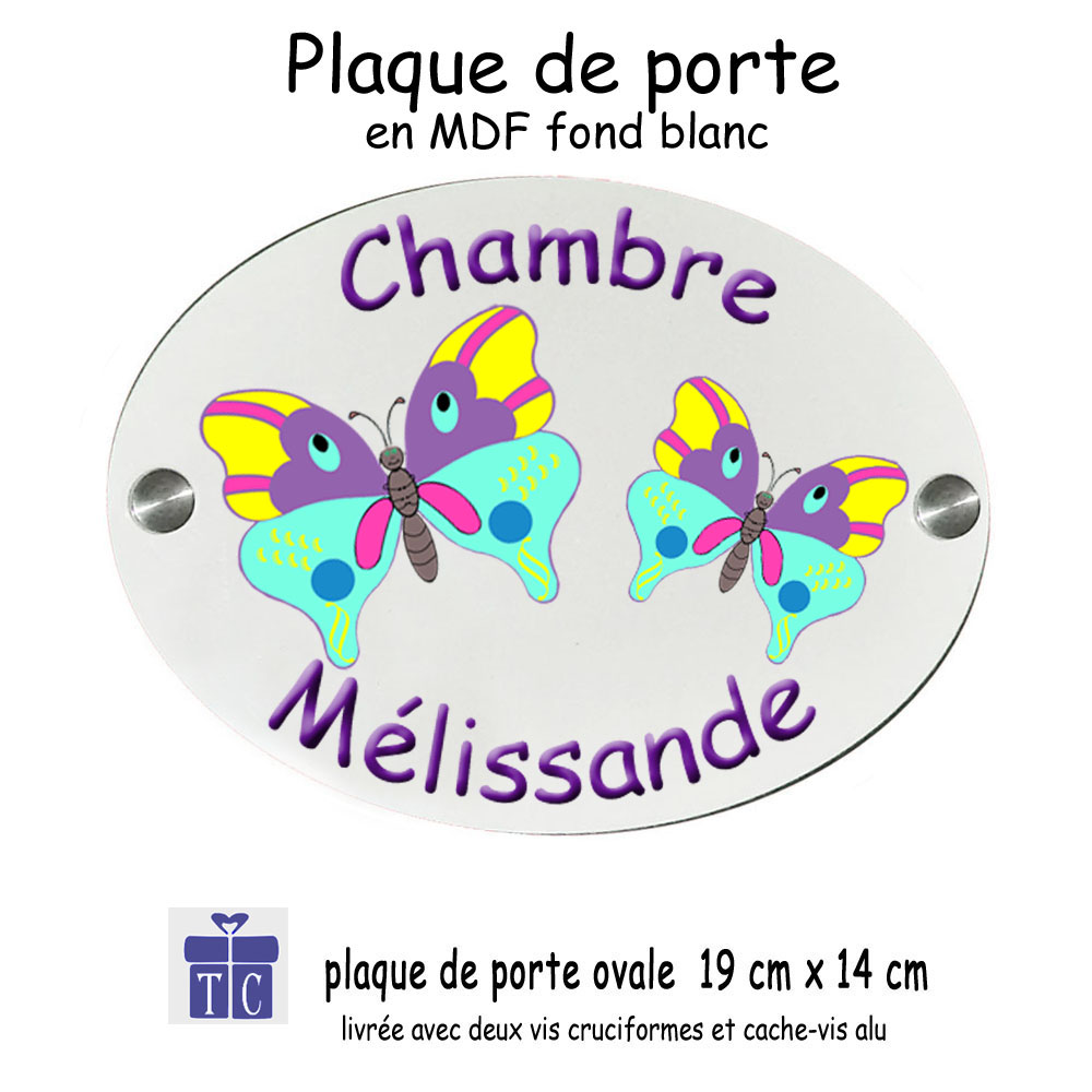 Plaque de Porte de Chambre Papillon Personnalisable avec un Prénom