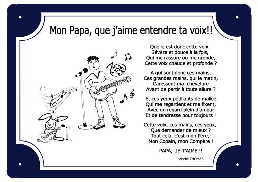 plaque-tour-bleu-papa-jaime-ta-voix-guitare-poeme-isabellethomas-personnalisation-personnalise-texticadeaux