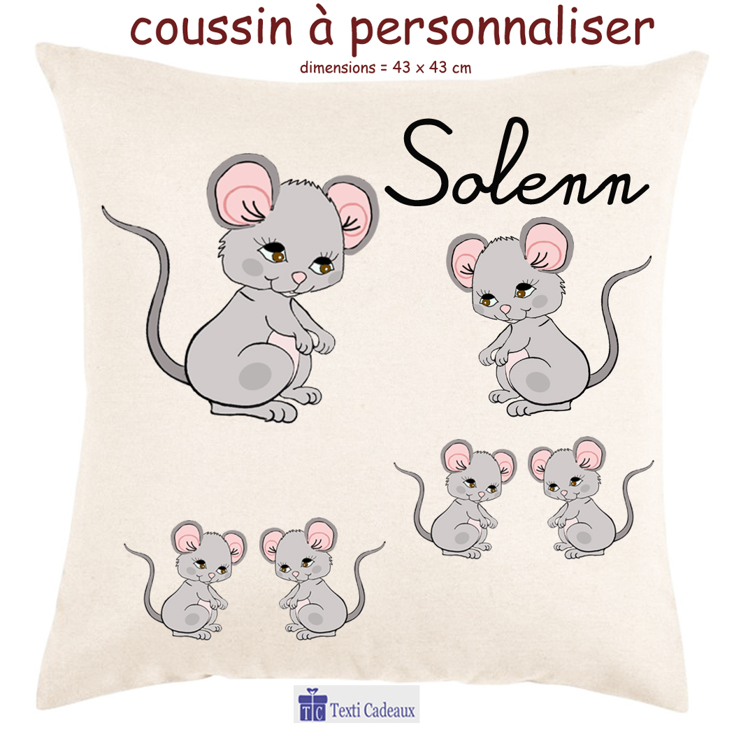 Coussin et sa housse personnalisée avec une Souris