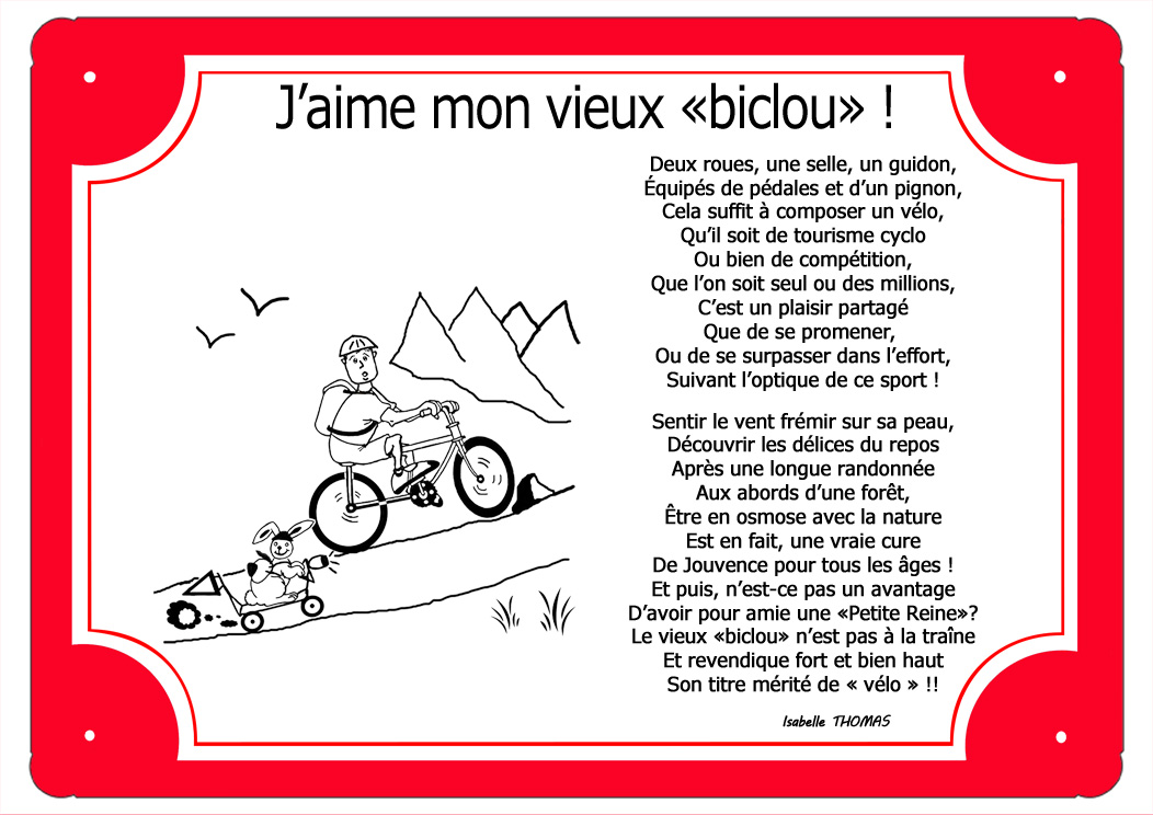 plaque-rouge-velo-bicyclette-vtt-poeme-prenom-personnalisable-isabellethomas-texticadeaux
