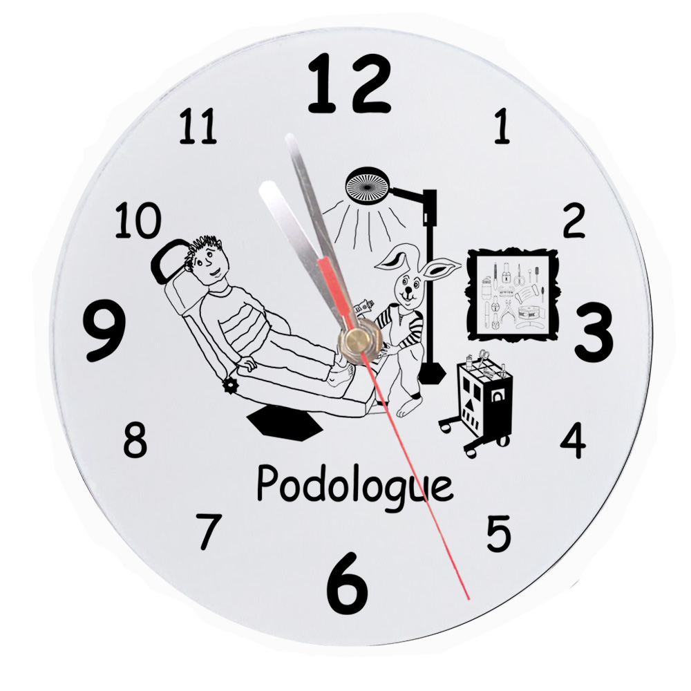 horloge-personnalise-podologue-pedicure-soignant-paramedical-medical-texticadeaux-pendule-montre-heure