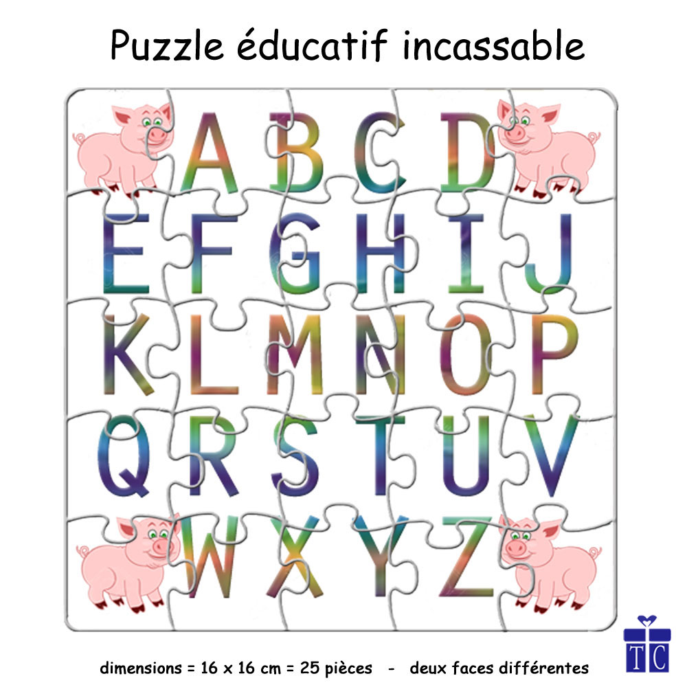 Puzzle Alphabet Réversible Cochon