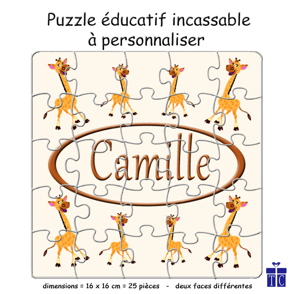 Puzzle girafe à personnaliser