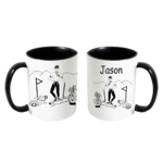 mug;noir;personnalisable;personnalisation;personnalise;prenom;sport;loisir;golf;golfeur;parcours;green;trou;balle;joueur;club;Jason