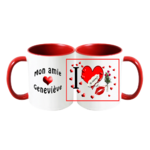 mug;ceramique;bicolore;rouge;personnalisable;personnalisation;prenom;amitie;amie;Genevieve