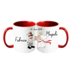 mug;ceramique;bicolore;rouge;personnalisable;personnalisation;personnalise;mug;mariage;date;couple;Fabrice;Magali