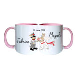 mug;ceramique;bicolore;rose;personnalisable;personnalisation;personnalise;mug;mariage;date;couple;Fabrice;Magali