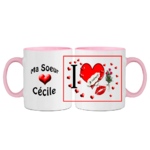 mug;ceramique;rose;personnalisable;personnalisation;personnalise;prenom;coeur;amour;famille;soeur;Cecile