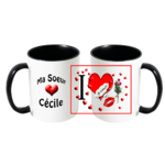 mug;ceramique;noir;personnalisable;personnalisation;personnalise;prenom;coeur;amour;famille;soeur;Cecile