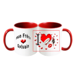 mug;ceramique;bicolore;rouge;personnalisable;personnalisation;personnalise;prenom;coeur;amour;famille;frere;Sylvain