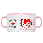 mug;ceramique;bicolore;rose;personnalisable;personnalisation;personnalise;prenom;coeur;amour;famille;frere;Sylvain